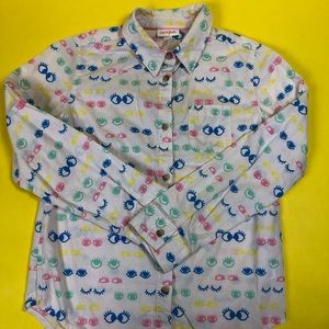 Cat & Jack eye ball button down Size 10/12